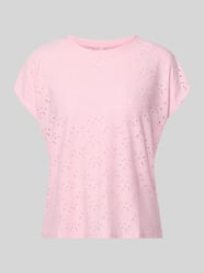 t-shirt o kroju relaxed fit z efektem podpalania model 'SMILLA' od ONLY Fuksjowy - 28