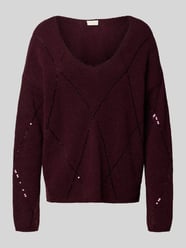 Strickpullover mit Paillettenbesatz von Milano Italy Bordeaux - 6