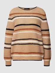 Gebreide pullover met streepmotief van Marc Cain Bruin - 38