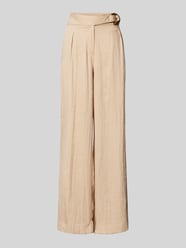 Spodnie materiałowe z szerokimi nogawkami i aplikacją od DKNY - 1