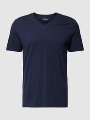 T-Shirt mit V-Ausschnitt von s.Oliver RED LABEL Blau - 27