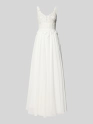 Abendkleid mit Spitzenbesatz und V-Ausschnitt von LUXUAR FASHION - 32