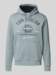 Regular fit hoodie van katoenmix met logoprint van Tom Tailor Groen - 24