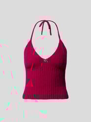 Neckholder-Top mit Strickmuster von Maison Flaneur Pink - 9