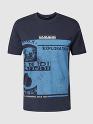 T-shirt met labelprint met statement, model 'MANTA' van Napapijri Blauw / turquoise - 32