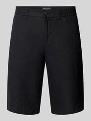 Regular fit korte linnen broek met riemlussen van Marc O'Polo - 18