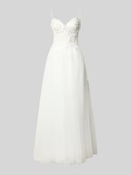 Abendkleid mit Perlen und Spaghettiträgern von Luxuar - 30