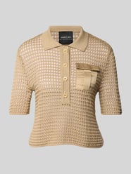 Strickshirt mit Polokragen und Brusttasche von Marc Cain Beige - 24