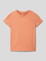 T-shirt met statementprint, model 'DAVIDE' van Pepe Jeans Oranje - 24