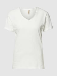 T-Shirt mit V-Ausschnitt Modell 'Babette' von Soyaconcept Beige - 4