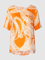 Blouseshirt van viscose met all-over motief van Milano Italy Oranje - 45