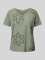 Blusenshirt mit floralen Applikationen von ZABAIONE Grün - 16