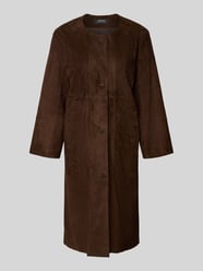 Płaszcz skórzany o kroju regular fit z okrągłym dekoltem model ‘COLLECTIONS B’ od Marc Cain - 11