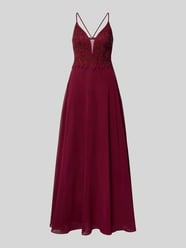 Abendkleid mit floralem Ziersteinbesatz von LUXUAR FASHION Bordeaux - 34