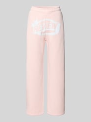 Straight leg sweatpants met logo en elastische band van Review Fuchsia - 3