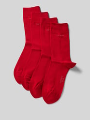 Sokken in effen design in een set van 4 paar van camano Rood - 10