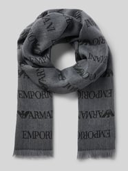 Schal aus Schurwolle mit Logo-Muster und Fransen von Emporio Armani - 8