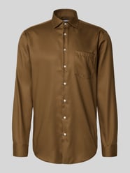 Regular fit zakelijk overhemd met knoopsluiting van SEIDENSTICKER REGULAR FIT Beige - 18