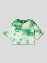 Kort T-shirt in batiklook, model 'Optimist' van Blue Effect Groen - 14