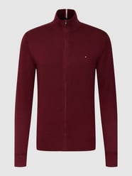 Gebreid jack met labelstitching, model 'PIMA' van Tommy Hilfiger Rood - 9