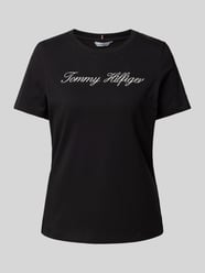 T-Shirt mit Label-Stitching von Tommy Hilfiger Schwarz - 26