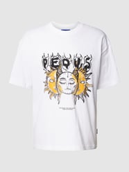 T-Shirt mit Motiv-Print Modell 'Face The Sun' von PEQUS Weiß - 46
