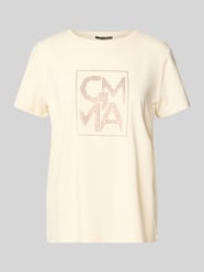 T-Shirt mit Label-Strasssteinbesatz von COMMA Beige - 13