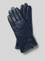 Touchscreen-Handschuhe aus Leder mit Ziernähten von FI.NE Blau - 24