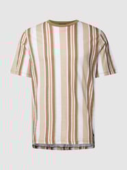 T-shirt ze wzorem w paski model ‘BLATROPIC’ od Jack & Jones Premium Brązowy - 48