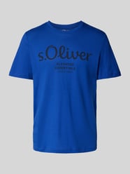 Regular Fit T-Shirt aus reiner Baumwolle mit Statement-Label-Print von s.Oliver RED LABEL Blau - 34