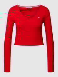 Cropped Longsleeve mit Logo-Stitching Modell 'Baby' von Tommy Jeans Rot - 38