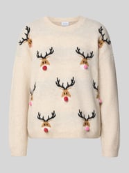 Weihnachtspullover in Strick-Optik Modell 'MARCIPEL' von VILA Beige - 23