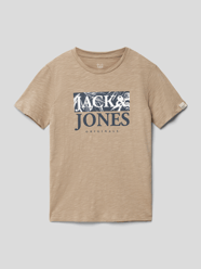T-shirt z nadrukiem z logo model ‘CRAYON’ od Jack & Jones Beżowy - 13