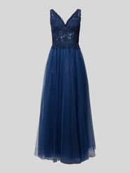 Abendkleid mit Strukturmuster von Mascara Blau - 46