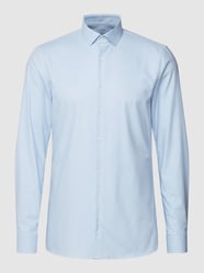 Slim Fit Business-Hemd mit Allover-Muster Modell 'Modern Kent' von OLYMP No. Six Blau - 7