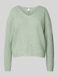 Gebreide pullover met V-hals van QS Groen - 38