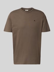 T-Shirt mit geripptem Rundhalsausschnitt von Calvin Klein Jeans Beige - 30