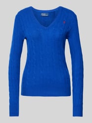 Strickpullover aus Wolle-Kaschmir-Mix mit Zopfmuster von Polo Ralph Lauren Blau - 4