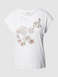 T-shirt z kwiatowym nadrukiem od Esprit Biały - 28