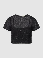 Crop Top mit Paillettenbesatz von LACE & BEADS Schwarz - 16