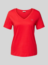 Regular Fit T-Shirt mit Label-Stitching von Gant Rot - 44