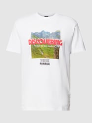 T-shirt z nadrukowanym motywem model ‘BOLIVAR’ od Napapijri Biały - 41