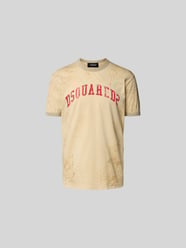 T-Shirt mit gerippten Abschlüssen von Dsquared2 Beige - 7