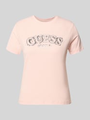 t-shirt z mieszanki wiskozy i elastanu z logo od GUESS Activewear Fuksjowy - 18