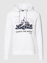 Hoodie mit Label-Print Modell 'COHUNT' von Jack & Jones Weiß - 23
