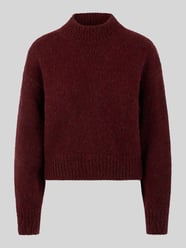 Regular fit pullover van wol met logodetail van Marc Cain Bordeaux - 14