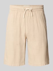 Short uit linnenmix met steekzakken model 'MARCO' van Blend Beige - 3
