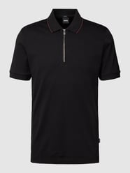 T-Shirt mit Reißverschluss und Umlegekragen Modell 'Polston' von BOSS Schwarz - 14