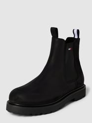 Chelsea boots van leer met labelstitching, model 'SUEDE' van Tommy Jeans Zwart - 41