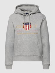 Bluza z kapturem z wyhaftowanym logo od Gant Szary - 11